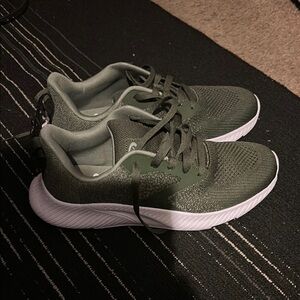 Green Athletic Sneakers with White Soles